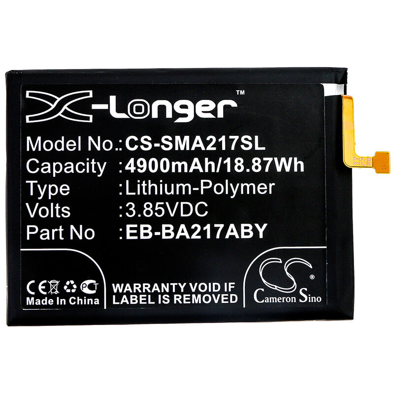 3.85V, 4900mAh, Li-Polymer Battery fits Samsung, Galaxy A21s 2020, Sm-a217f, 18.865Wh