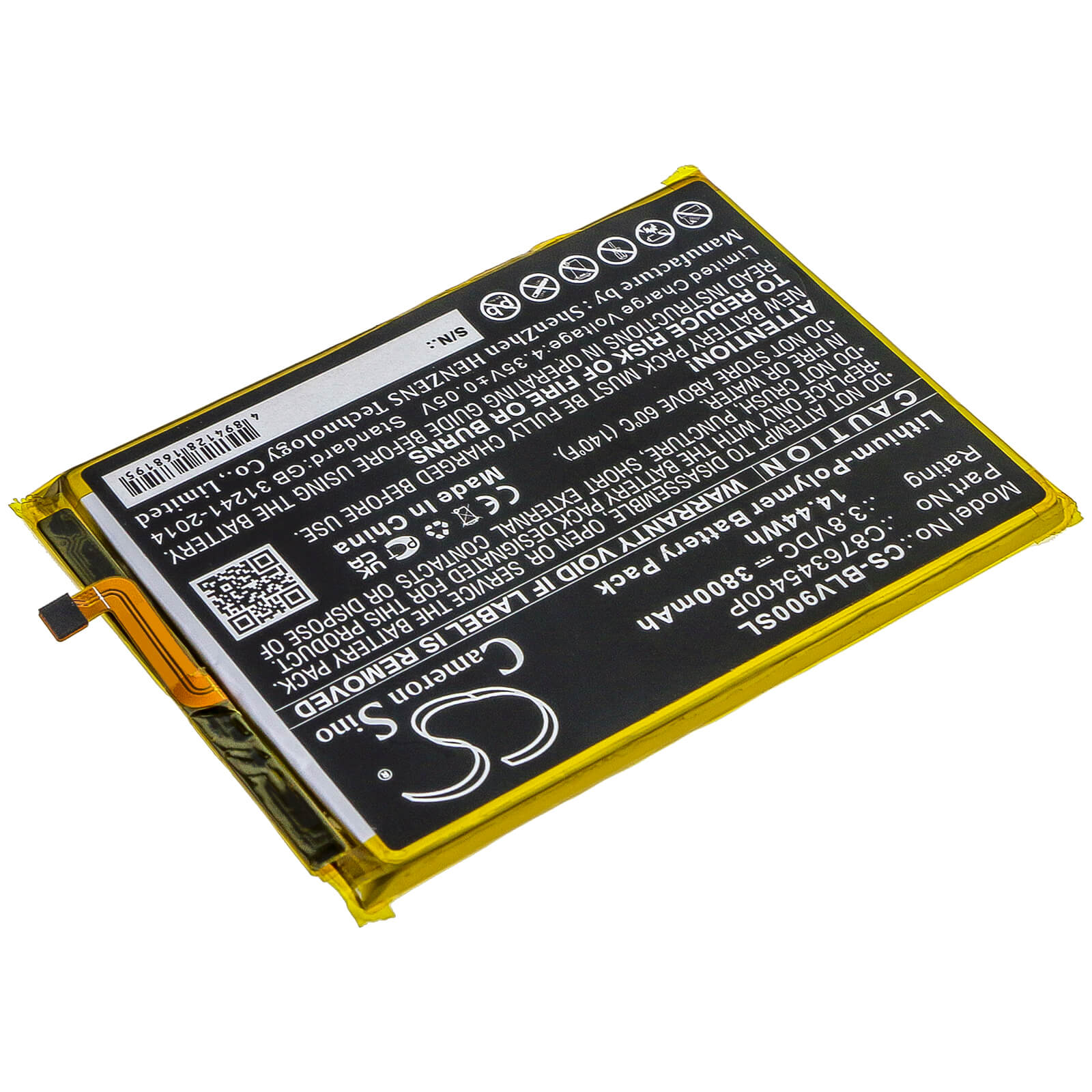3.8V, 3800mAh, Li-Polymer Battery fits Blu, G8 G0170, V0450uu, 14.44Wh