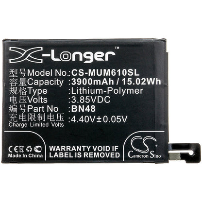 3.85V, 3900mAh, Li-Polymer Battery fits Xiaomi, M1806e7tc, M1806e7te, 15.015Wh