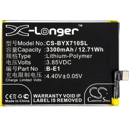 3.85V, 3300mAh, Li-Polymer Battery fits Vivo, Y71, Y71 Dual Sim, 12.705Wh