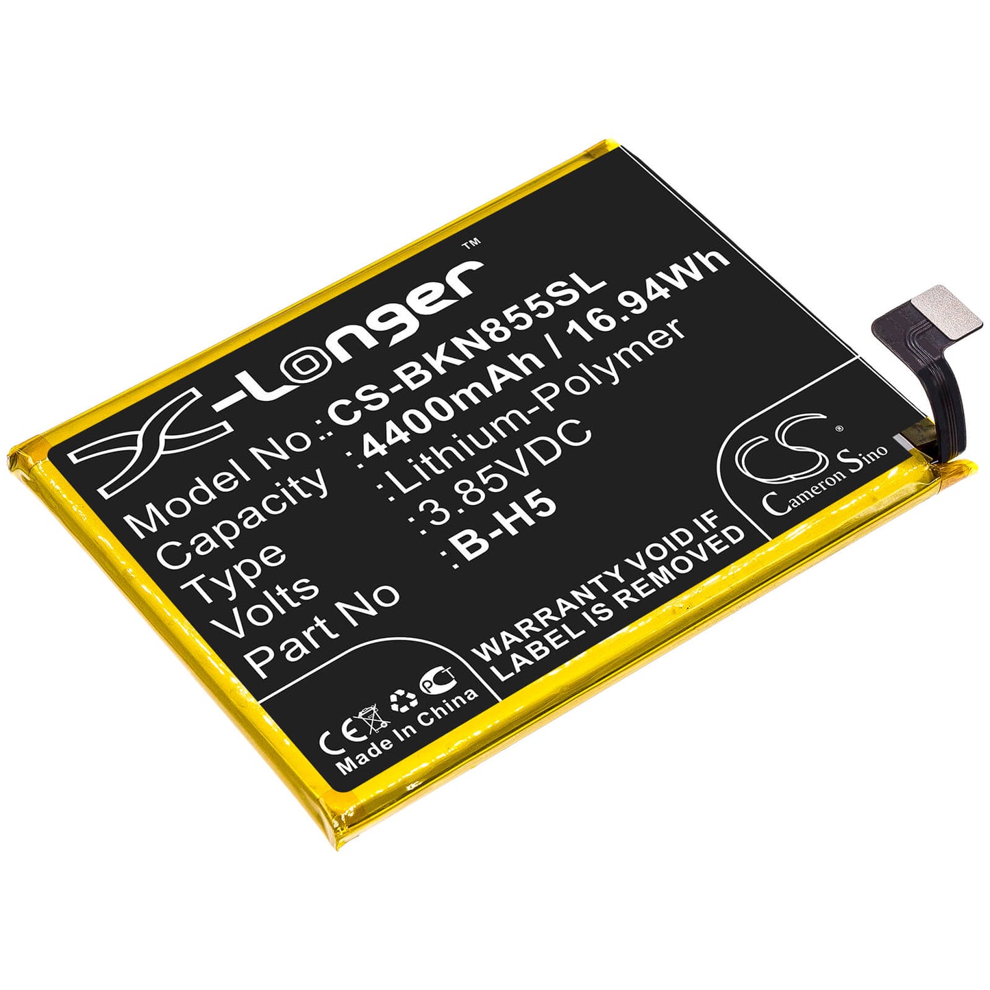 3.85V, 4400mAh, Li-Polymer Battery fits Vivo, Iqoo Neo 855s Racing, V1936l, 16.94Wh
