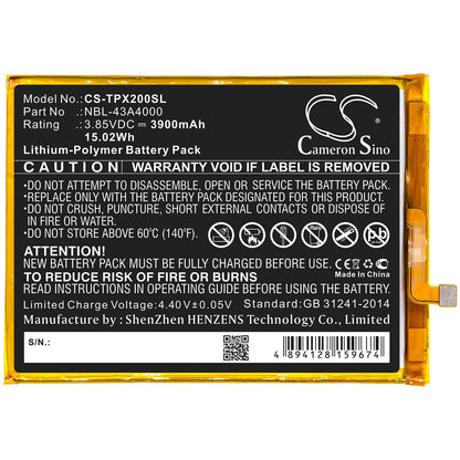 3.85V, 3900mAh, Li-Polymer Battery fits Neffos, Tp7071, Tp9131a, 15.015Wh