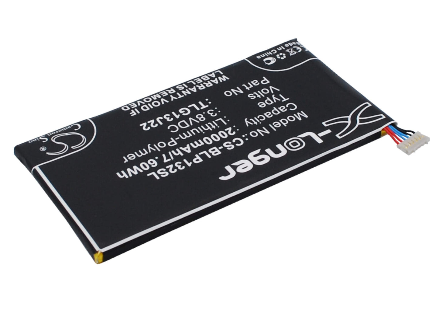 3.8V, 2000mAh, Li-Polymer Battery fits Blu, L132l, Life One X, 7.6Wh