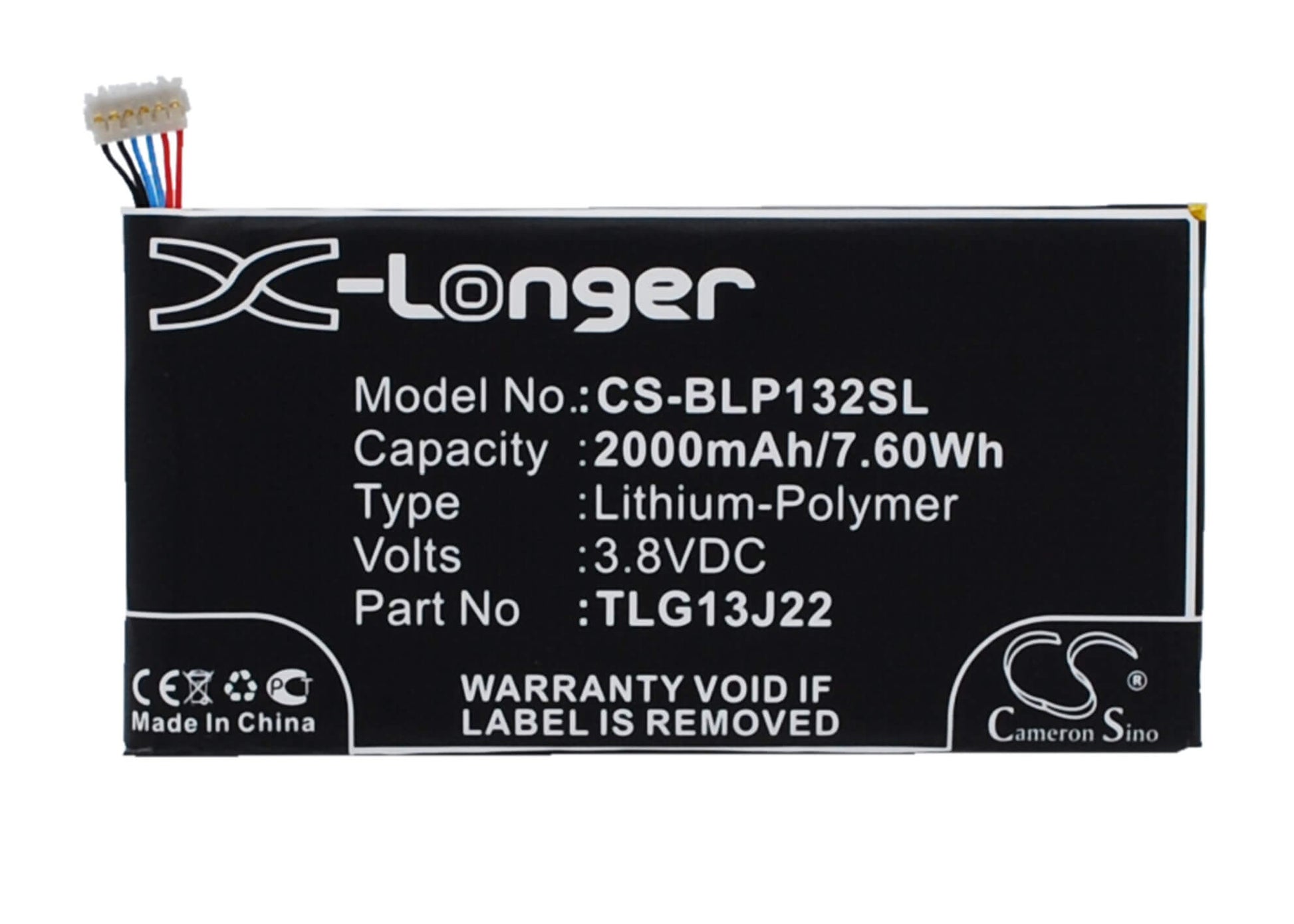 3.8V, 2000mAh, Li-Polymer Battery fits Wiko, Darkfull, 7.6Wh