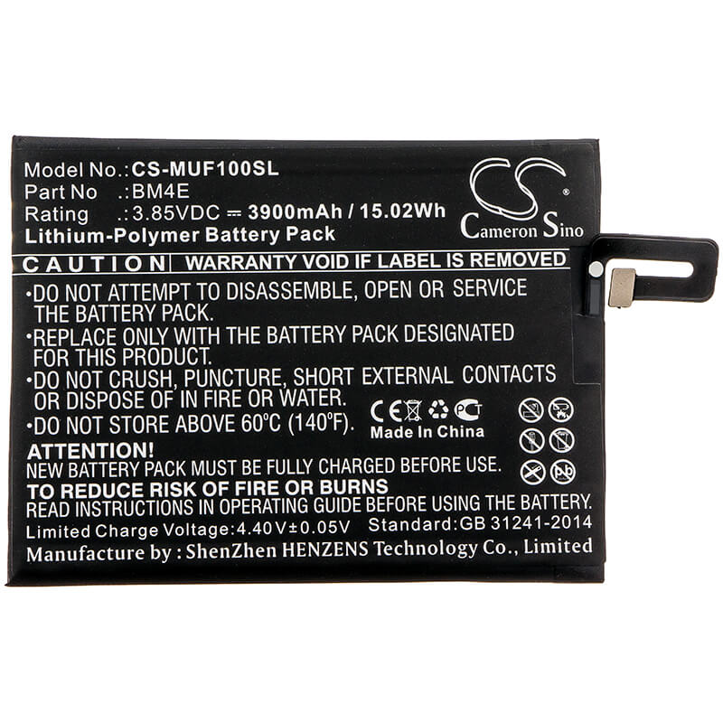 3.85V, 3900mAh, Li-Polymer Battery fits Pocophone, M1805e10a, Poco F1, 15.015Wh