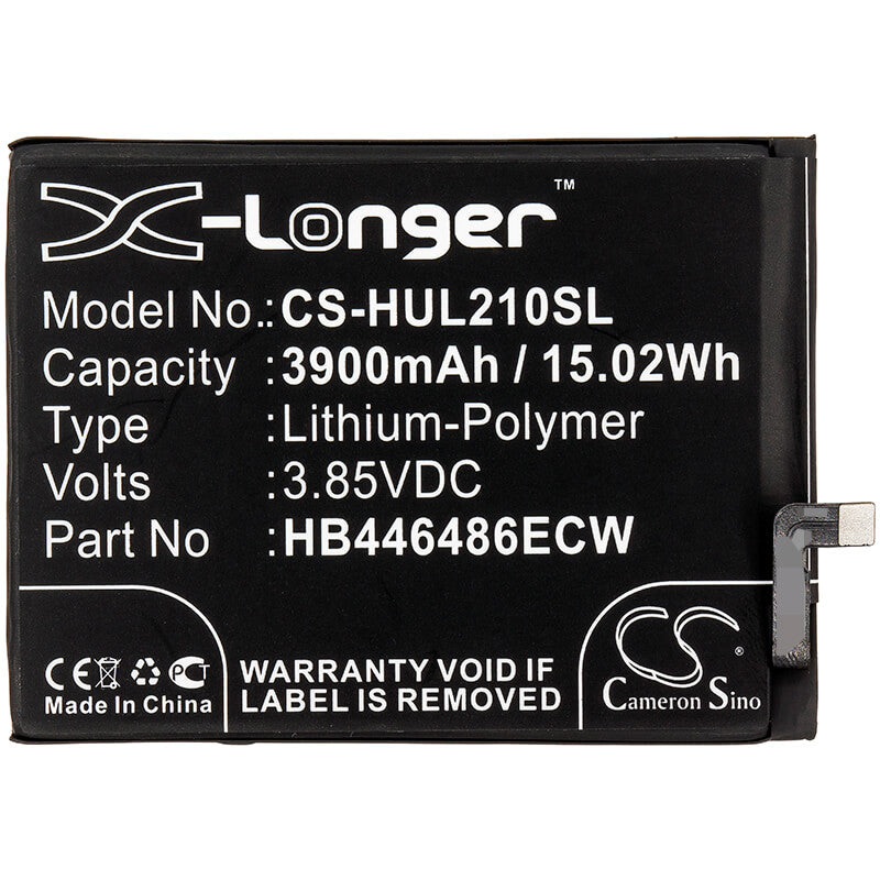 3.85V, 3900mAh, Li-Polymer Battery fits Huawei, P Smart Pro 2019, P Smart Z, 15.015Wh