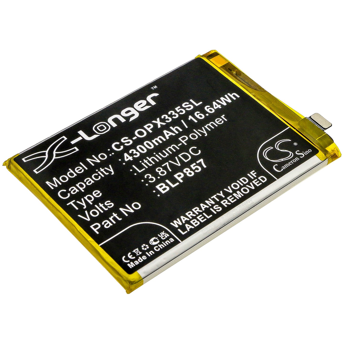 3.87V, 4300mAh, Li-Polymer Battery fits Oppo, Realme Gt Neo, Realme Gt Neo 5g 2021, 16.641Wh