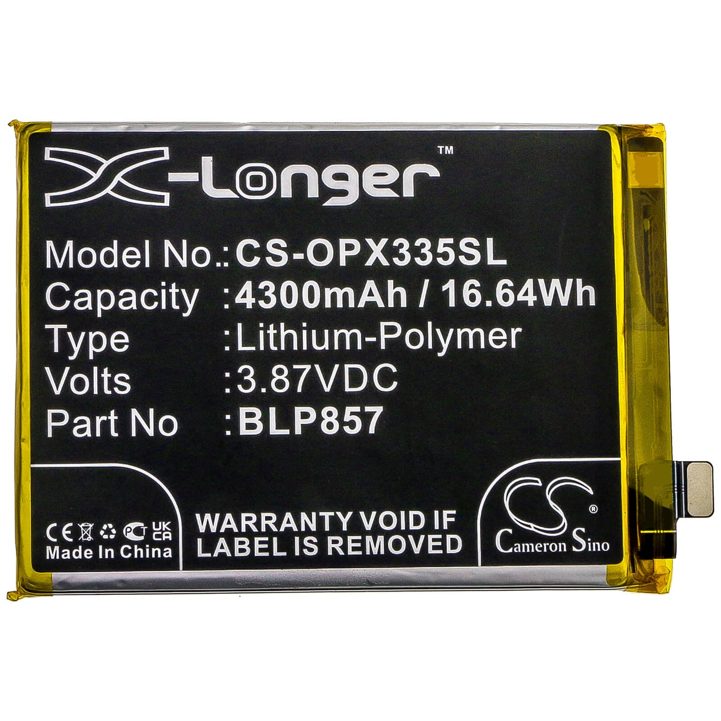 3.87V, 4300mAh, Li-Polymer Battery fits Oppo, Realme Gt Neo, Realme Gt Neo 5g 2021, 16.641Wh