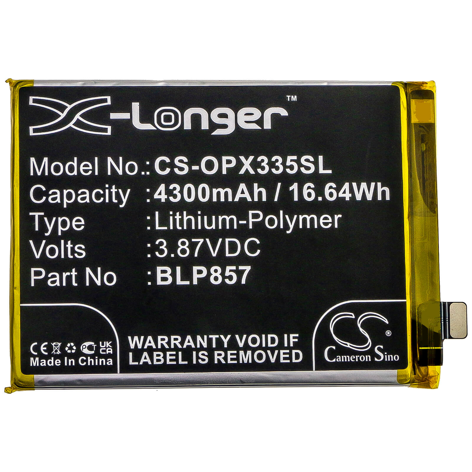 3.87V, 4300mAh, Li-Polymer Battery fits Oppo, Realme Gt Neo, Realme Gt Neo 5g 2021, 16.641Wh
