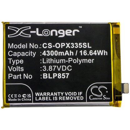 3.87V, 4300mAh, Li-Polymer Battery fits Oppo, Realme Gt Neo, Realme Gt Neo 5g 2021, 16.641Wh