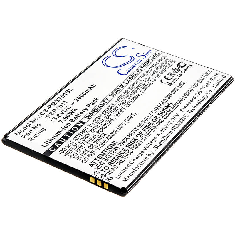 3.8V, 2000mAh, Li-ion Battery fits Prestigio, Psp7511duo, 7.6Wh