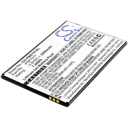 3.8V, 2000mAh, Li-ion Battery fits Prestigio, Psp7511duo, 7.6Wh