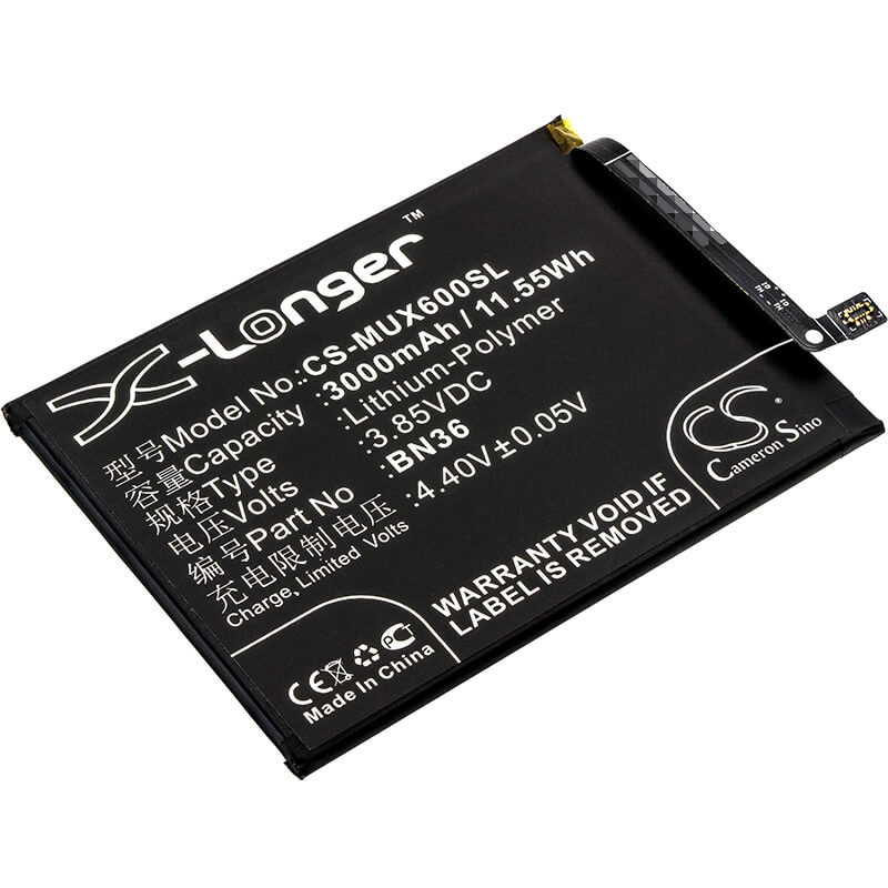 3.85V, 3000mAh, Li-Polymer Battery fits Xiaomi, M1804d2sc, M1804d2se, 11.55Wh