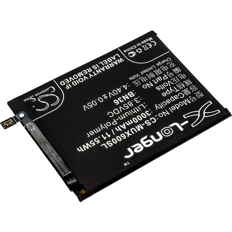 3.85V, 3000mAh, Li-Polymer Battery fits Xiaomi, M1804d2sc, M1804d2se, 11.55Wh