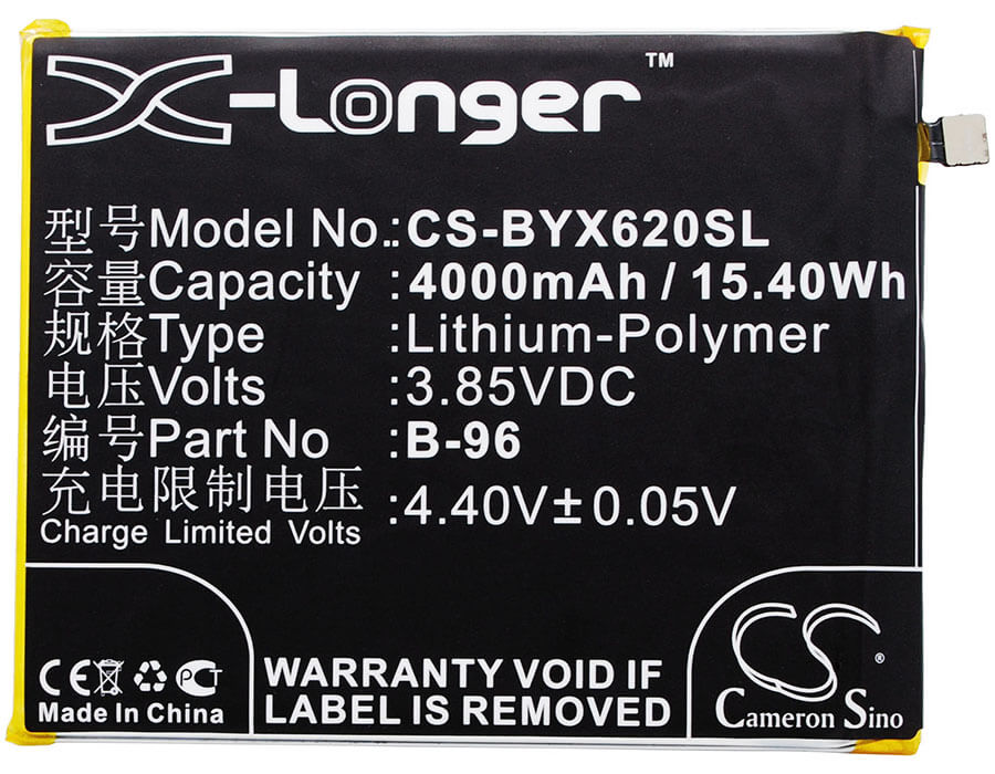 3.85V, 4000mAh, Li-Polymer Battery fits Vivo, Vivo X6 Plus A Dual Sim Td-lte, X6 Plus A, 15.4Wh