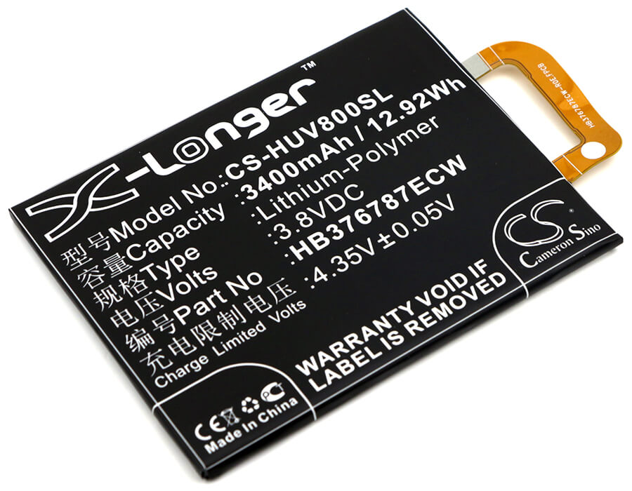 3.8V, 3400mAh, Li-Polymer Battery fits Huawei, Honor V8, Honor V8 Premium, 12.92Wh