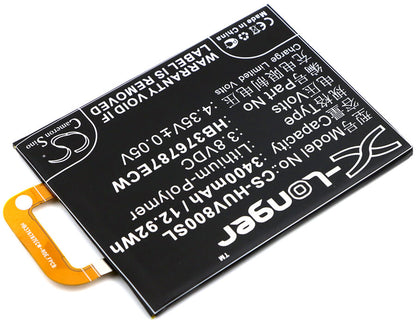 3.8V, 3400mAh, Li-Polymer Battery fits Huawei, Honor V8, Honor V8 Premium, 12.92Wh