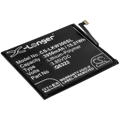3.85V, 3950mAh, Li-Polymer Battery fits Lg, W30, 15.2075Wh