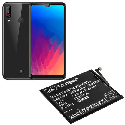 3.85V, 3950mAh, Li-Polymer Battery fits Lg, W30, 15.2075Wh