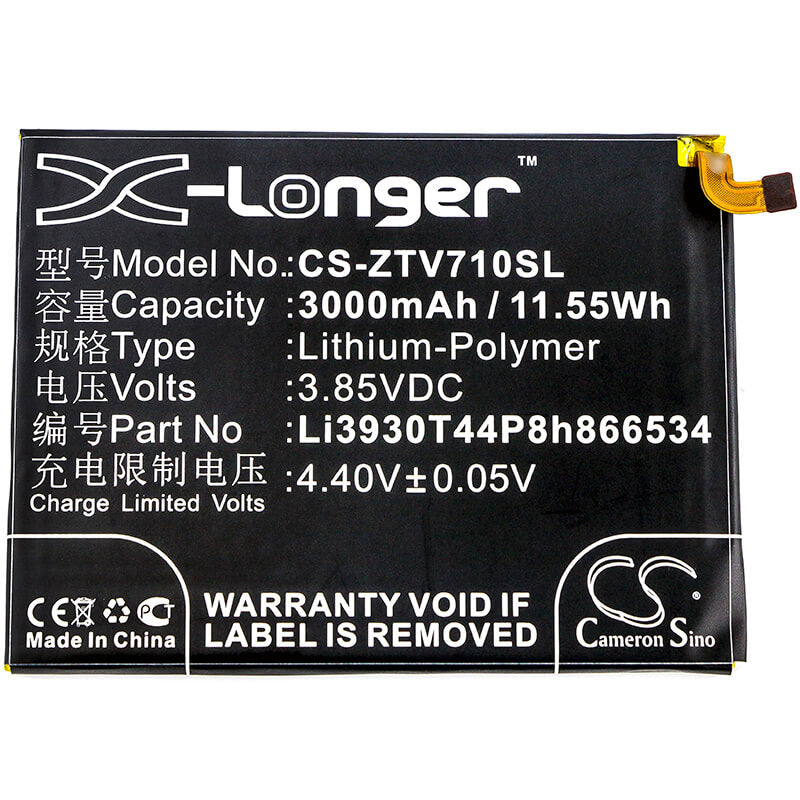 3.85V, 3000mAh, Li-Polymer Battery fits Zte, Blade V7 Max, Blade V7 Max Dual Sim, 11.55Wh