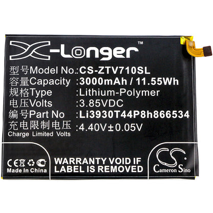 3.85V, 3000mAh, Li-Polymer Battery fits Zte, Blade V7 Max, Blade V7 Max Dual Sim, 11.55Wh