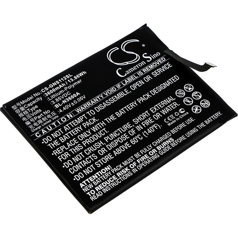 3.85V, 3600mAh, Li-Polymer Battery fits Gionee, S11s, S11s Dual Sim, 13.86Wh