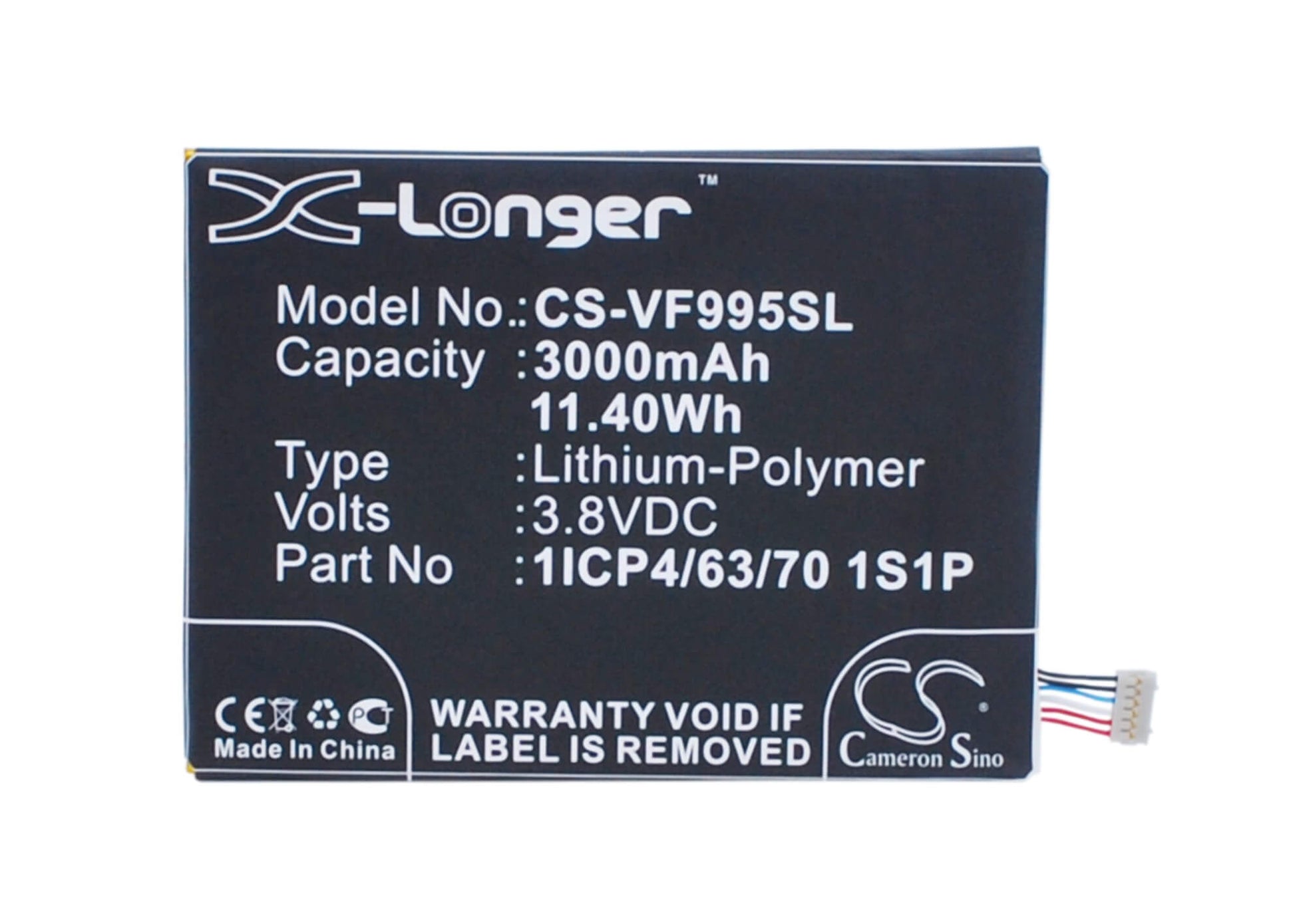3.8V, 3000mAh, Li-Polymer Battery fits Vodafone, Smart Ultra 6, V995, 11.4Wh