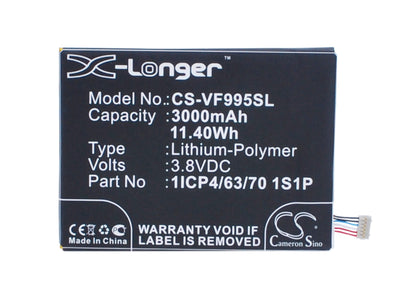 3.8V, 3000mAh, Li-Polymer Battery fits Vodafone, Smart Ultra 6, V995, 11.4Wh