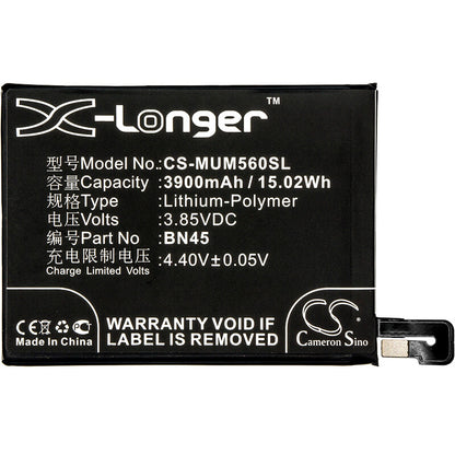 3.85V, 3900mAh, Li-Polymer Battery fits Redmi, M1803e7sc, M1803e7sg, 15.015Wh