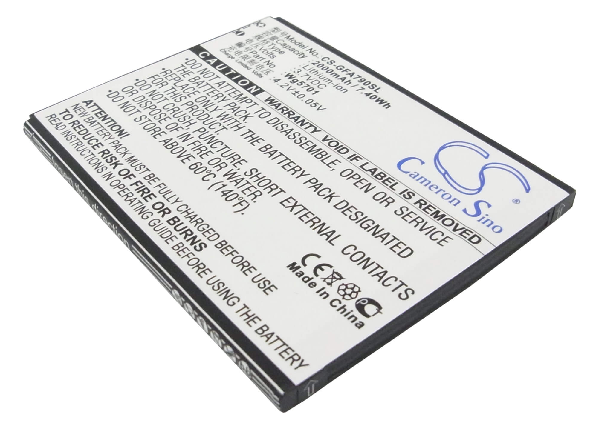 3.7V, 2000mAh, Li-ion Battery fits Gfive, A79+, G7, 7.4Wh