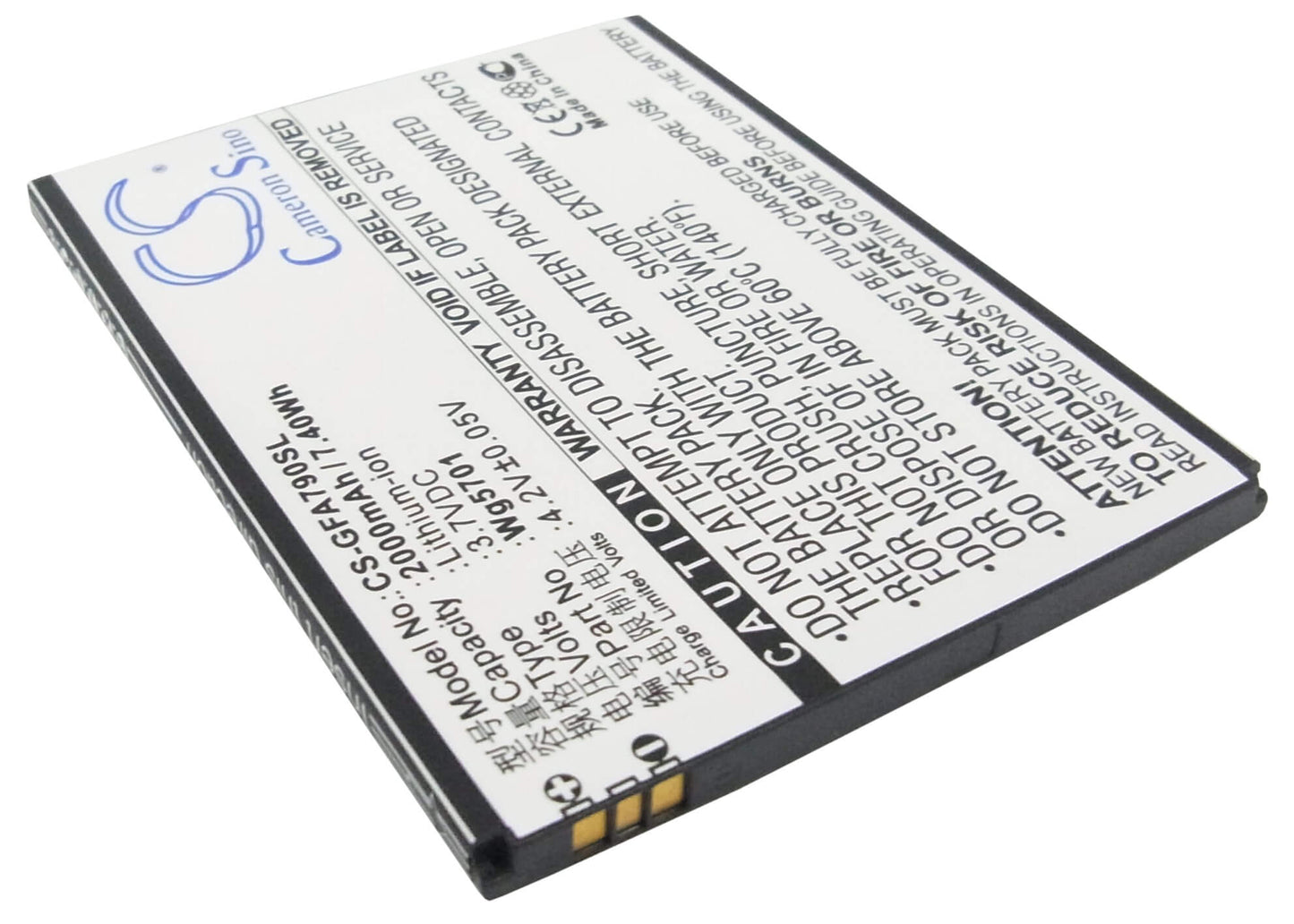 3.7V, 2000mAh, Li-ion Battery fits Gfive, A79+, G7, 7.4Wh