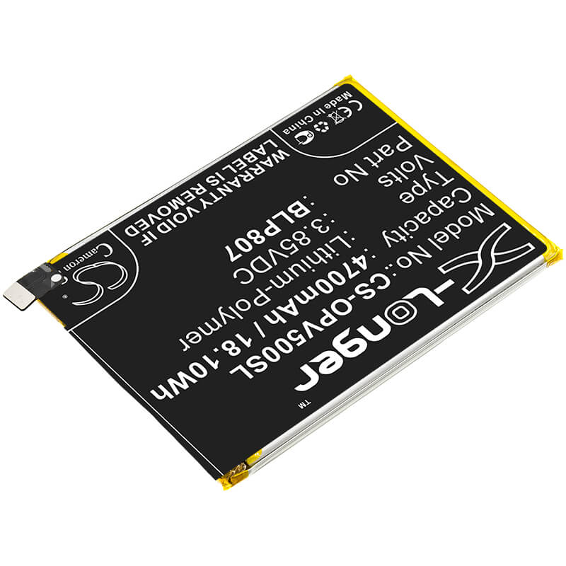 3.85V, 4700mAh, Li-Polymer Battery fits Oppo, Realme V5, 18.095Wh
