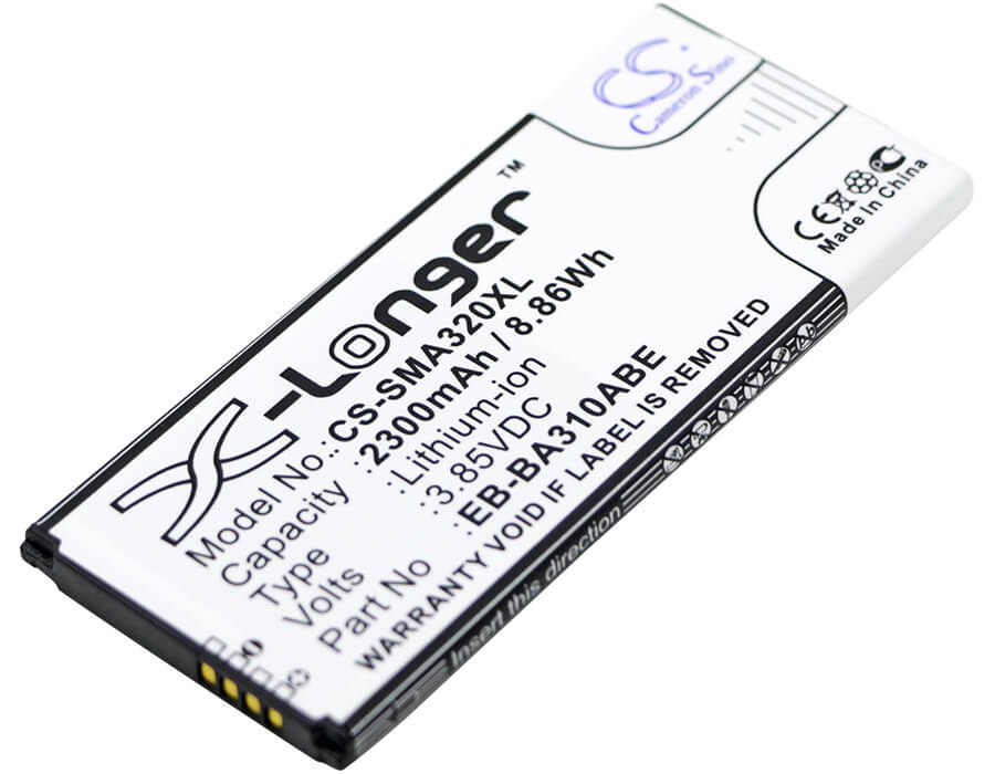 3.85V, 2300mAh, Li-ion Battery fits Samsung, Galaxy A3 2016, Galaxy A3 2016 Duos Lte, 8.855Wh