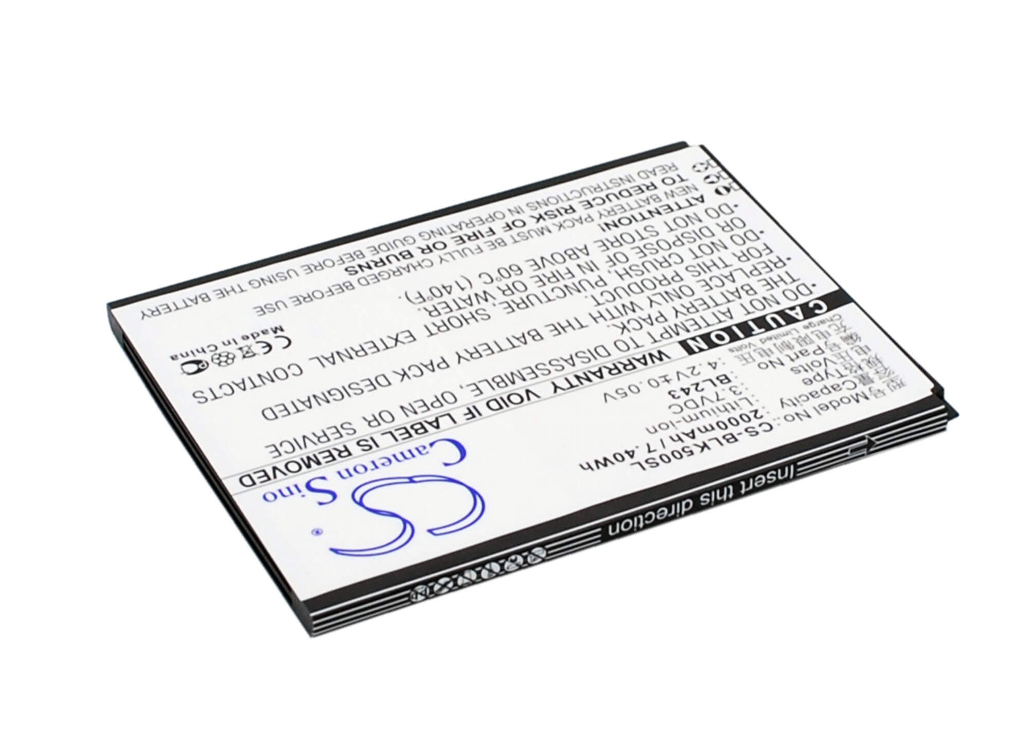 3.7V, 2000mAh, Li-ion Battery fits Lenovo, K3 Note, K50-t3s, 7.4Wh