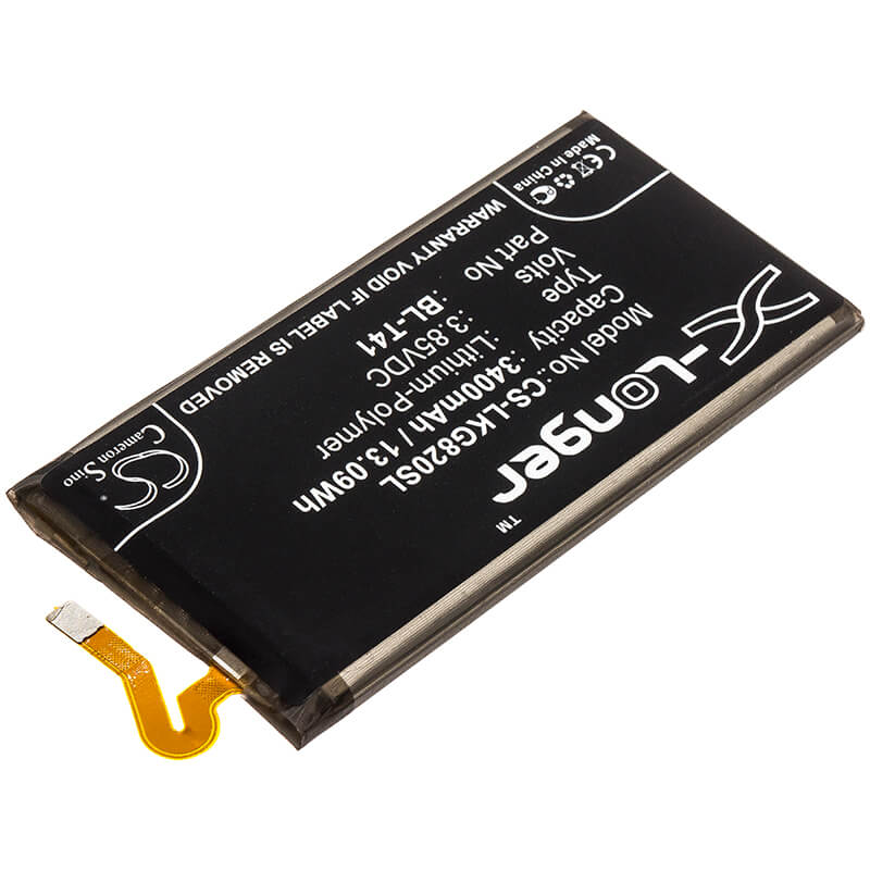 3.85V, 3400mAh, Li-Polymer Battery fits Lg, G8 Thinq, G8 Thinq Lm-g820qm, 13.09Wh
