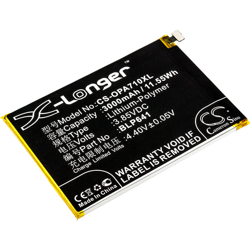 3.85V, 3000mAh, Li-Polymer Battery fits Oppo, A71, A71 2018 Dual Sim, 11.55Wh