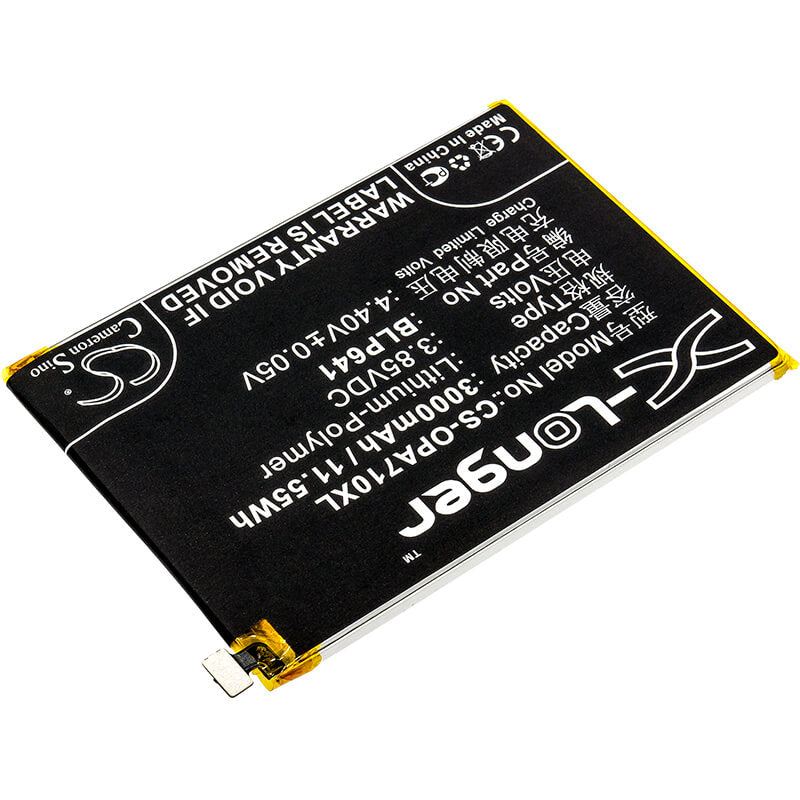 3.85V, 3000mAh, Li-Polymer Battery fits Oppo, A71, A71 2018 Dual Sim, 11.55Wh