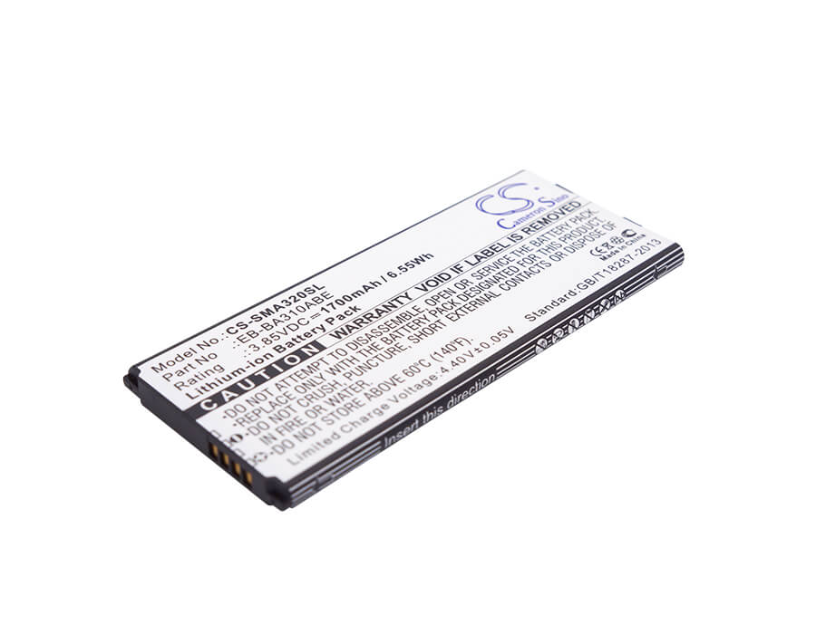 3.85V, 1700mAh, Li-ion Battery fits Samsung, Galaxy A3 2016, Galaxy A3 2016 Duos Lte, 6.545Wh