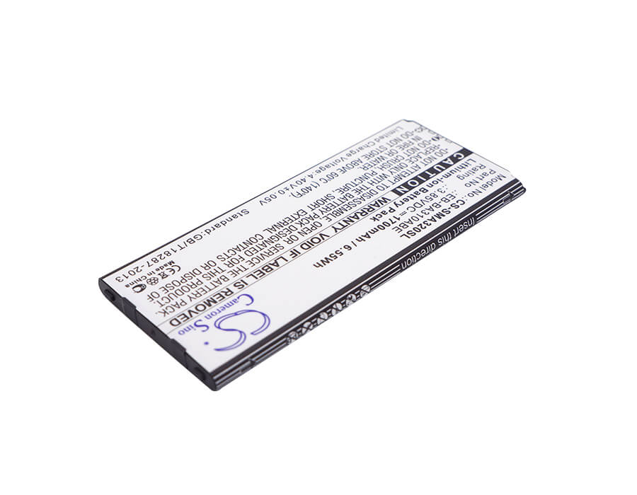 3.85V, 1700mAh, Li-ion Battery fits Samsung, Galaxy A3 2016, Galaxy A3 2016 Duos Lte, 6.545Wh