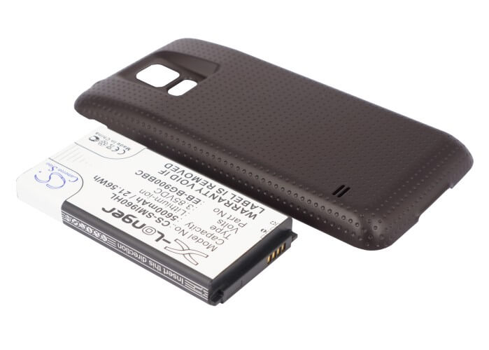 Brown, 3.85V, 5600mAh, Li-ion Battery fits Samsung, Galaxy S5, Galaxy S5 Lte, 21.56Wh