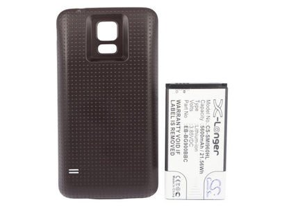 Brown, 3.85V, 5600mAh, Li-ion Battery fits Samsung, Galaxy S5, Galaxy S5 Lte, 21.56Wh
