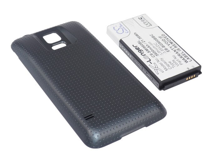 Charcoal Black, 3.85V, 5600mAh, Li-ion Battery fits Samsung, Galaxy S5, Galaxy S5 Lte, 21.56Wh