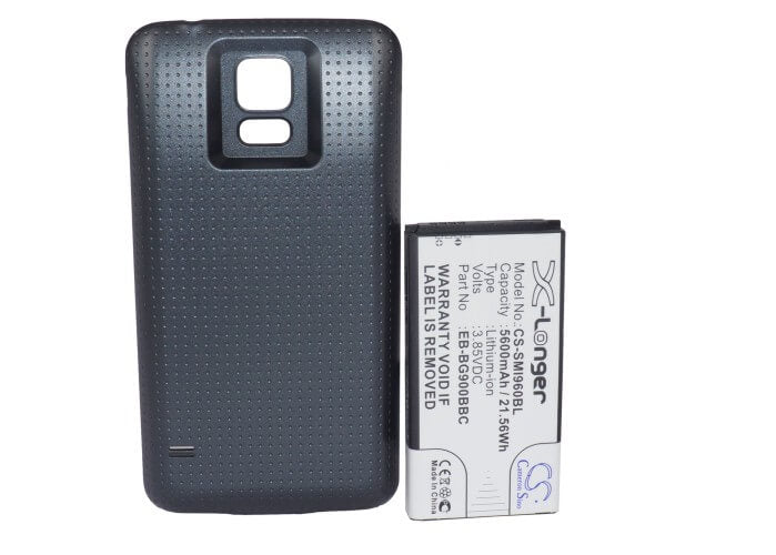 Charcoal Black, 3.85V, 5600mAh, Li-ion Battery fits Samsung, Galaxy S5, Galaxy S5 Lte, 21.56Wh