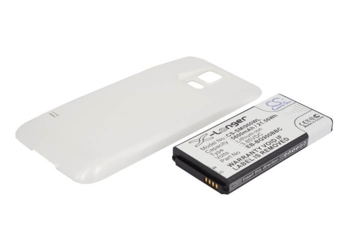White, 3.85V, 5600mAh, Li-ion Battery fits Samsung, Galaxy S5, Galaxy S5 Lte, 21.56Wh