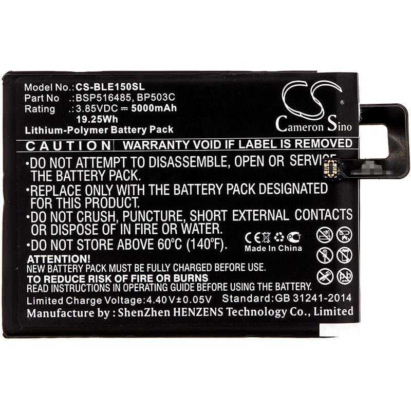3.85V, 5000mAh, Li-Polymer Battery fits Blu, E150, E150q, 19.25Wh