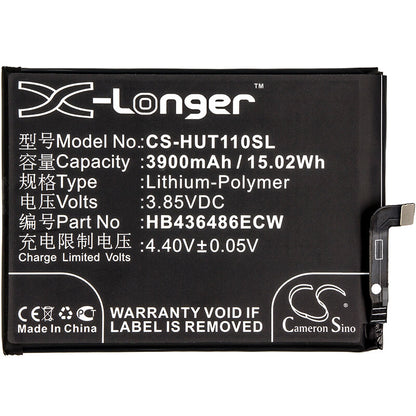 3.85V, 3900mAh, Li-Polymer Battery fits Huawei, Bla-al00, Bla-l09, 15.015Wh