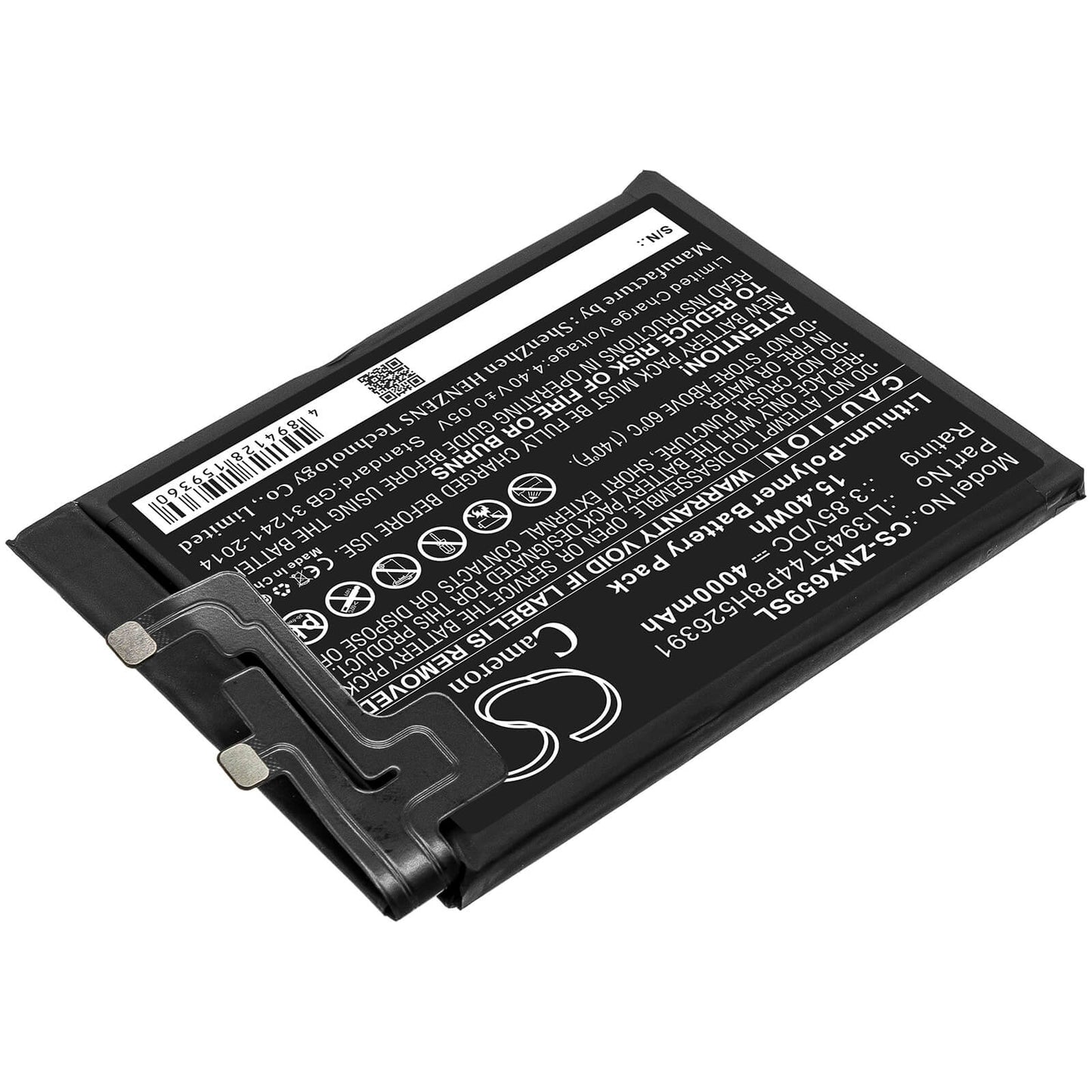 3.85V, 4000mAh, Li-Polymer Battery fits Zte, Nubia Red Magic 5g, Nx659j, 15.4Wh