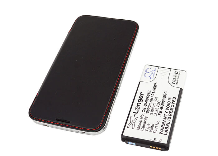 Black, 3.85V, 5600mAh, Li-ion Battery fits Samsung, Galaxy S5, Galaxy S5 Lte, 21.56Wh