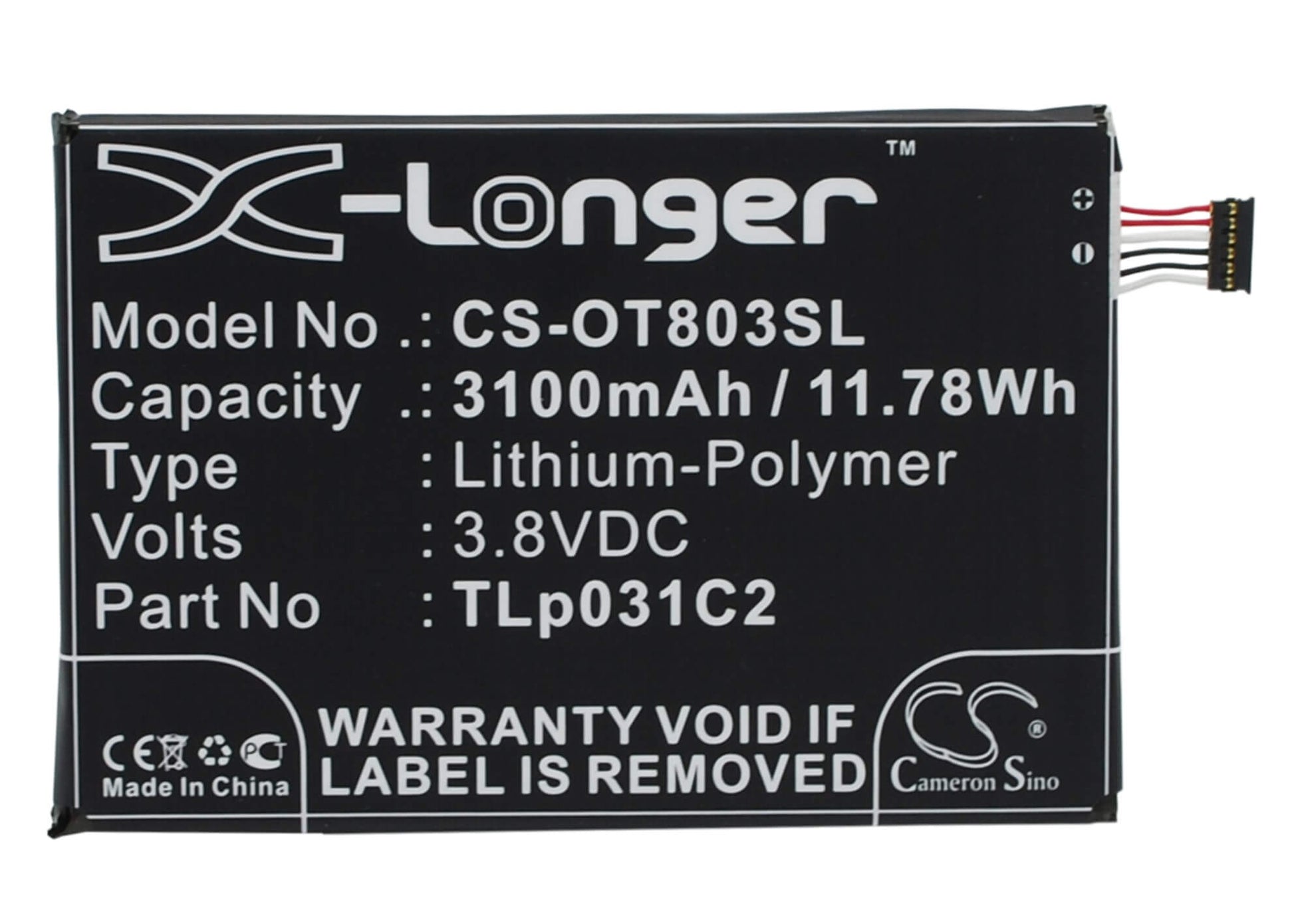 3.8V, 3100mAh, Li-Polymer Battery fits Orange, Nura, 11.78Wh