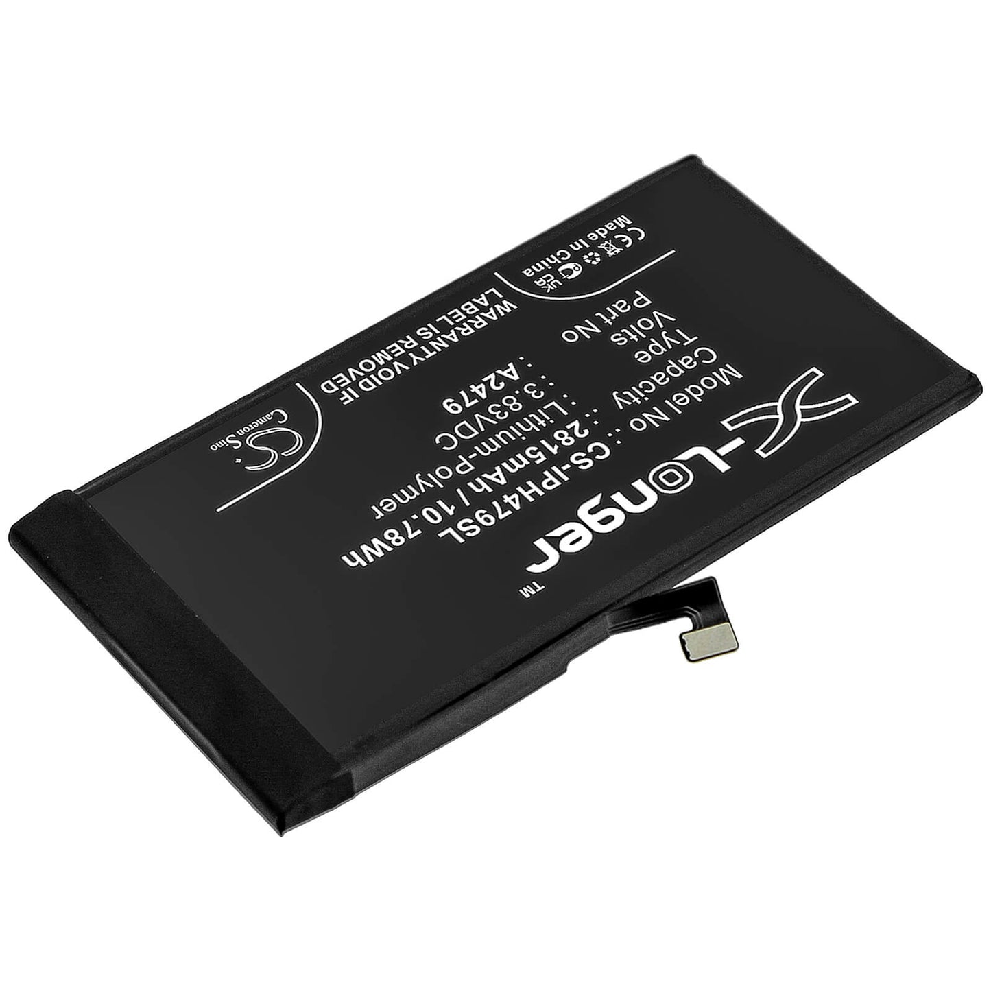 3.83V, 2815mAh, Li-Polymer Battery fits Apple, Iphone 12, 10.78145Wh